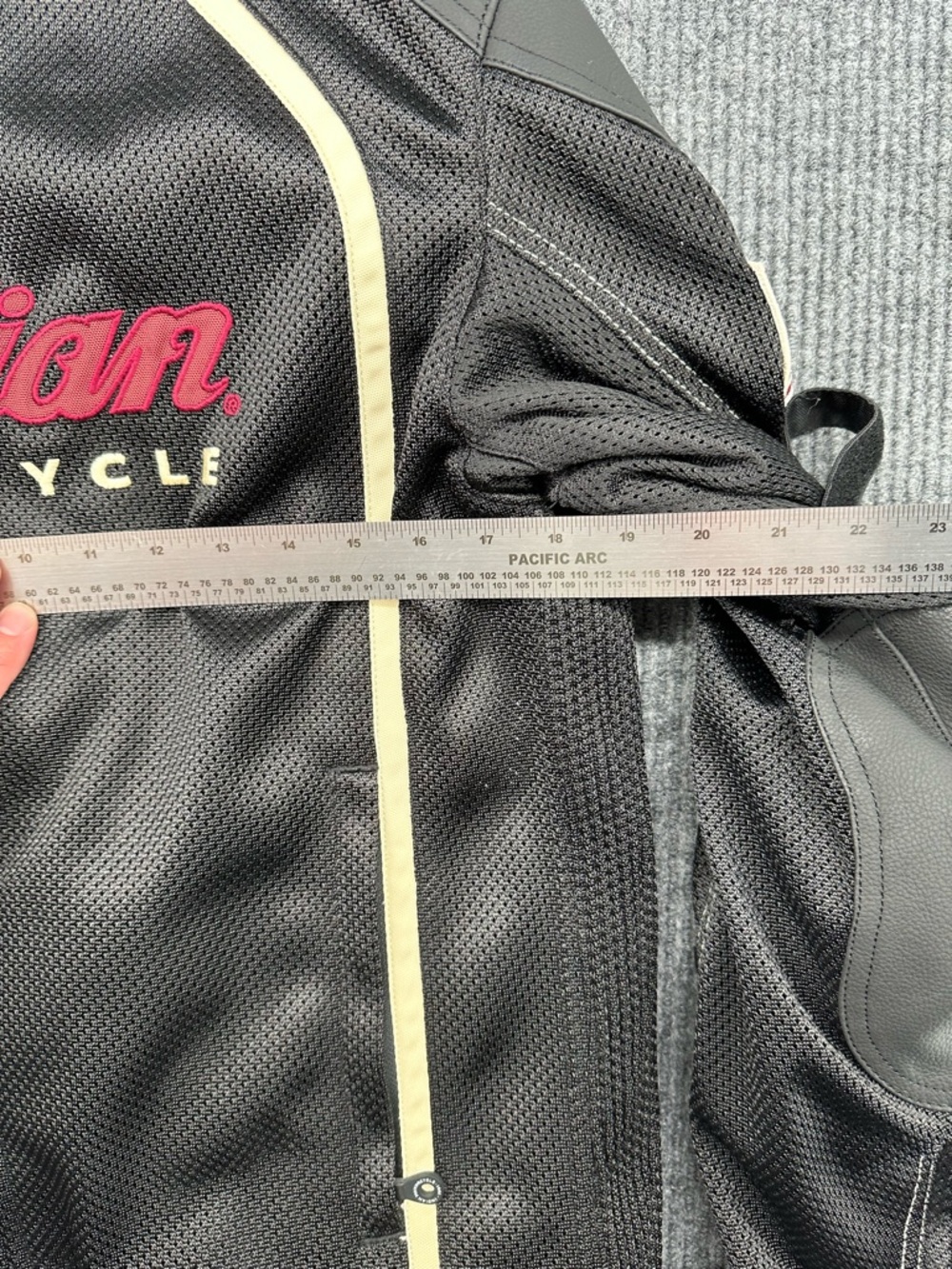 Indian Motorcycle Black Mesh Jacket with Cream Piping - Lightweight Riding Shell - Picture 8 of 9